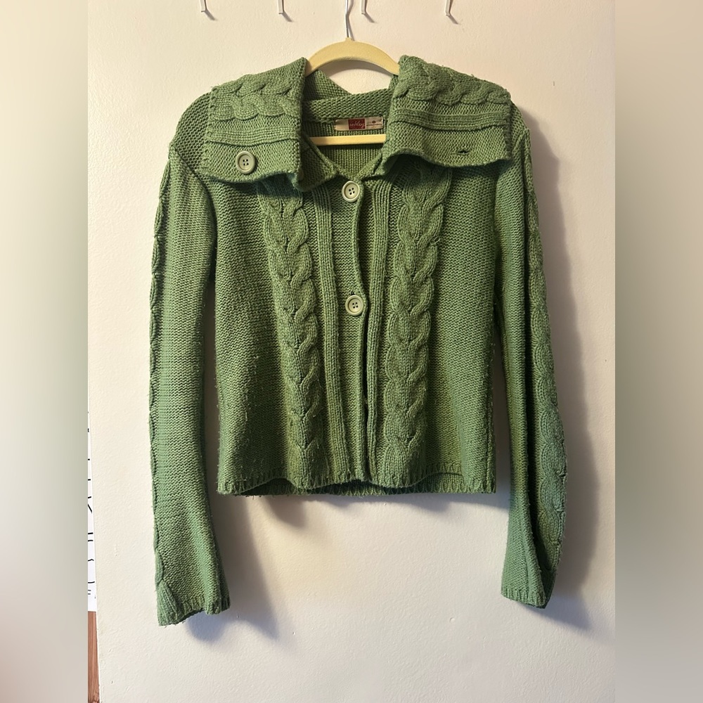 Ashley by 26 International green knit cardigan, size medium
